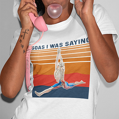 Alternative view of Psoas I Was Saying Massage Therapist Skeleton T-Shirt - V-Neck Shirt