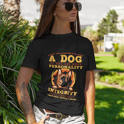 Alternative view of Stop Telling Me It's Just A Dog My Dog Has More Personality Than Most People I Know German Shepherd T-Shirt - V-Neck