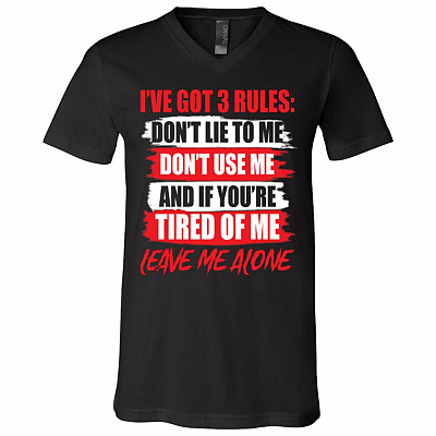 3 rules, Black, V-Neck T-Shirt