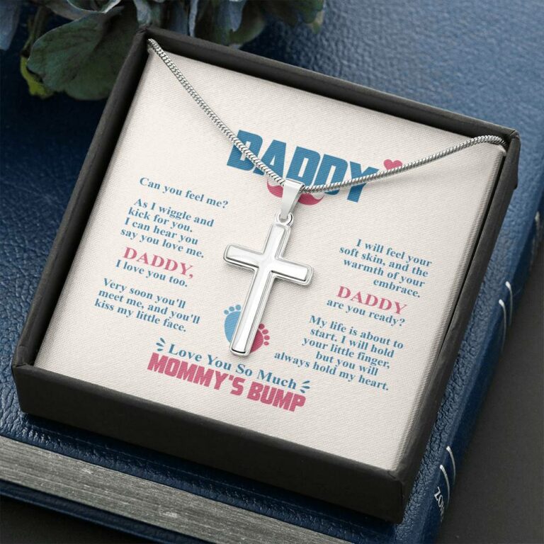 Daddy Can You Feel Me As I Wiggle And Kick For You I Can Hear You Say You Love Me Artisan Crafted Cross Necklace