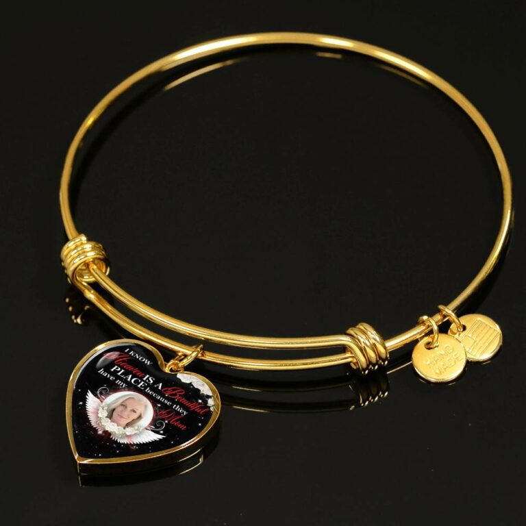 Personalized Photo I Know Heaven Is a Beautiful Place Because They Have My Mom Heart Necklace - Bangle