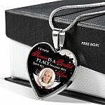 Personalized Photo I Know Heaven Is a Beautiful Place Because They Have My Mom Heart Necklace - Bangle