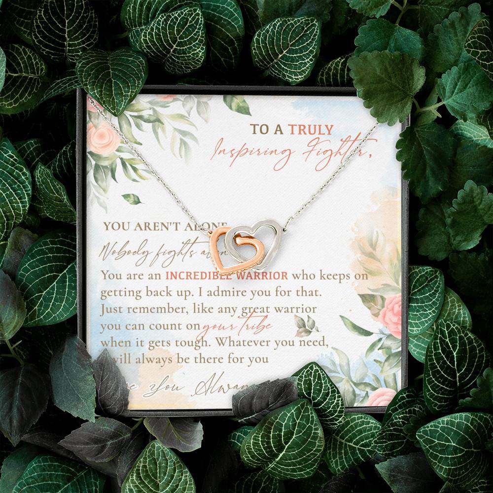 To A Truly Inspiring Fighter You Aren't Alone Nobody Fights Alone Cancer Patient Gift Interlocking Hearts Pendant Necklace To A Truly Inspiring Fighter You Aren't Alone Nobody Fights Alone Cancer Patient Gift Interlocking Hearts Pendant Necklace