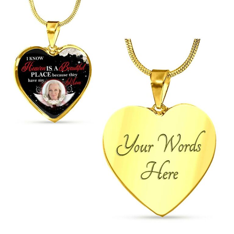 Personalized Photo I Know Heaven Is a Beautiful Place Because They Have My Mom Heart Necklace - Bangle