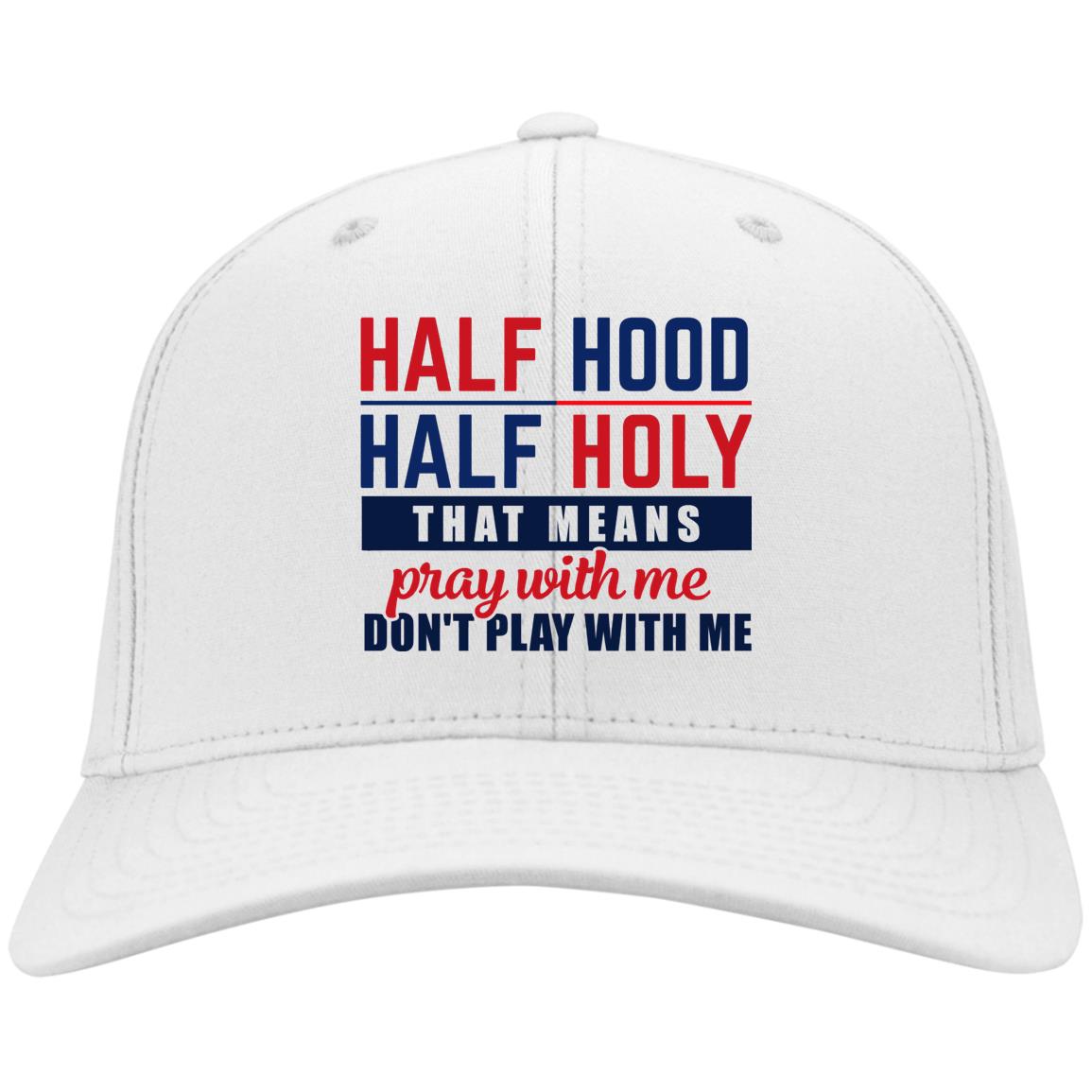 half cap, White, Twill Cap