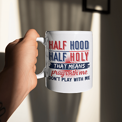 Alternative view of Half Hood Half Holy Ceramic Coffee Mug - Beer Stein - Water Bottle - Color Changing Mug