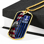 US Navy Veteran American Flag Dog Tag Pendant Necklace - US Navy Vietnam Veteran Gifts