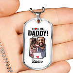 Custom Photo I Love You Daddy Dog Tag Pendant Necklace - Personalized Dog Tags For Dad