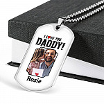 Custom Photo I Love You Daddy Dog Tag Pendant Necklace - Personalized Dog Tags For Dad