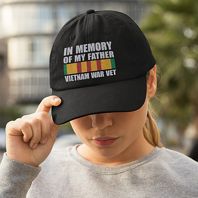 Alternative view of In Memory Of My Father Vietnam War Veteran Twill Cap - High-Profile Snapback Hat - Trucker Hat - Beanie