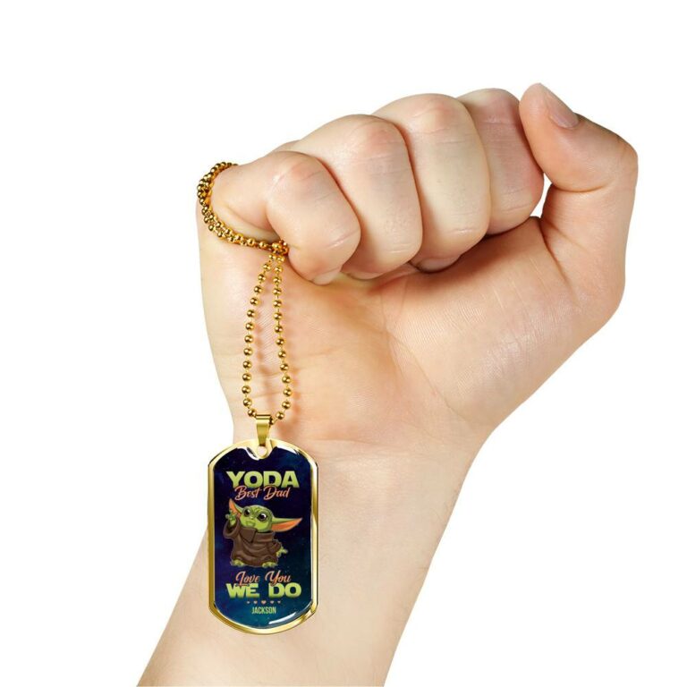 Personalized Yoda Best Dad Love You We Do Baby Yoda Dad Gifts Dog Tag Pendant Necklace