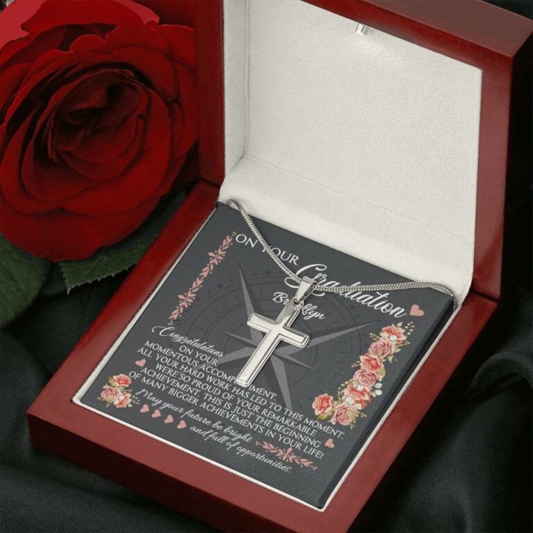 Personalized May Your Future Be Bright And Full Of Opportunities Artisan Crafted Cross Necklace