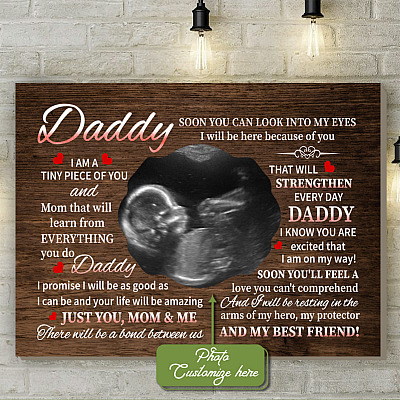 Personalized Photo Daddy Soon You Can Look Into My Eyes Framed Canvas Prints - Unframed Poster - Wall Art