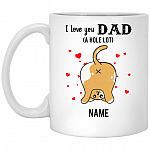 Personalized Fathers Day Cat, White, 11 oz. White Mug