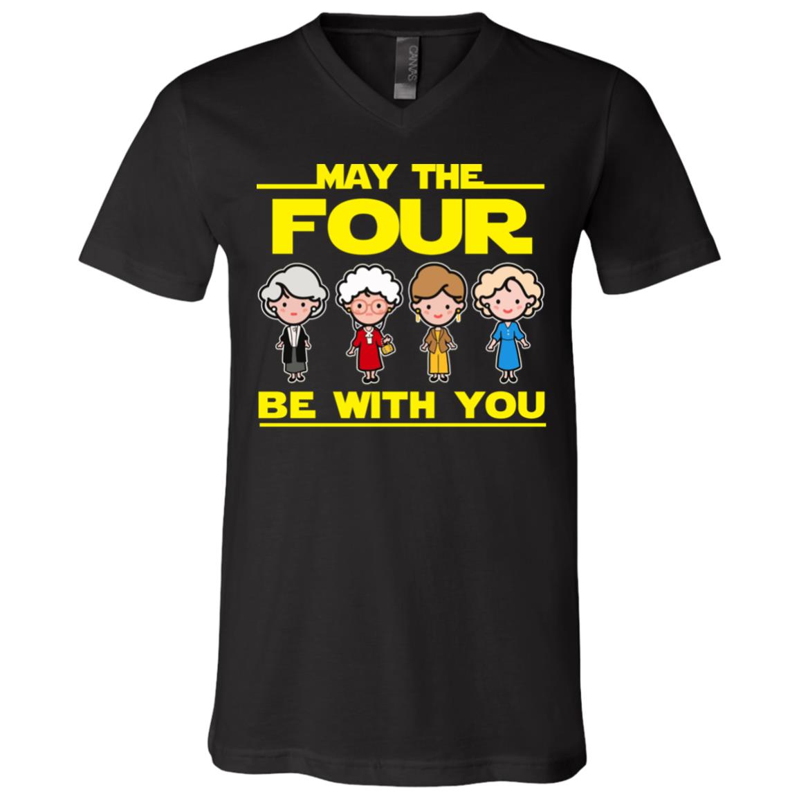May the Four Be with You T-Shirt Only, Black, V-Neck T-Shirt