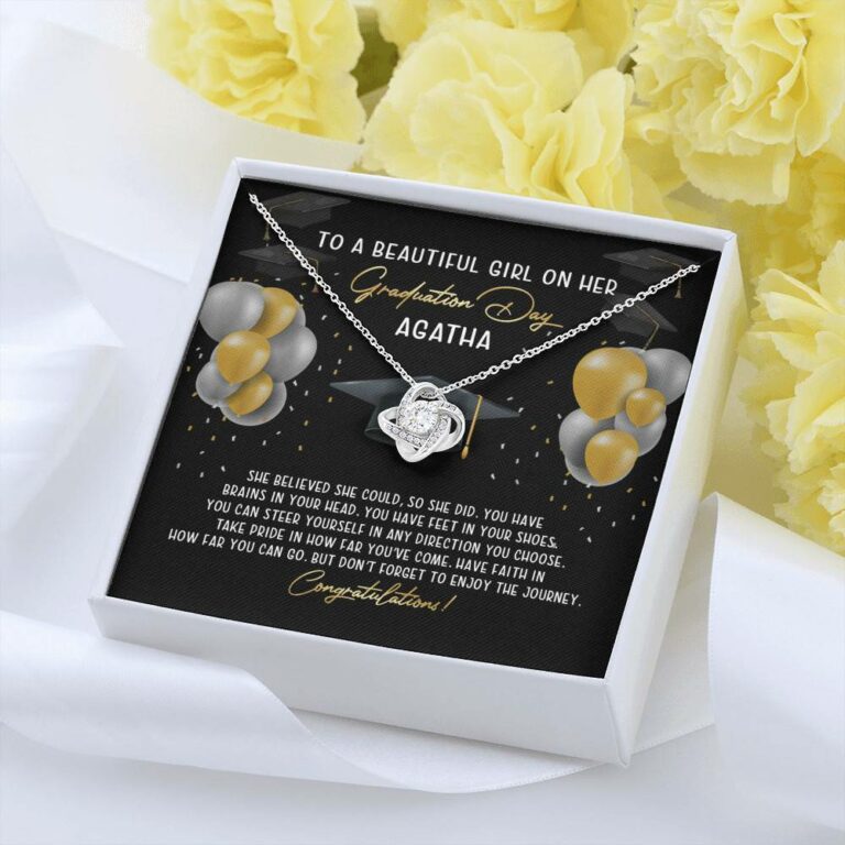 Personalized She Believed She Could So She Did Love Knot Necklace - Graduation Gift Necklace