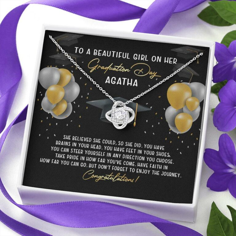 Personalized She Believed She Could So She Did Love Knot Necklace - Graduation Gift Necklace