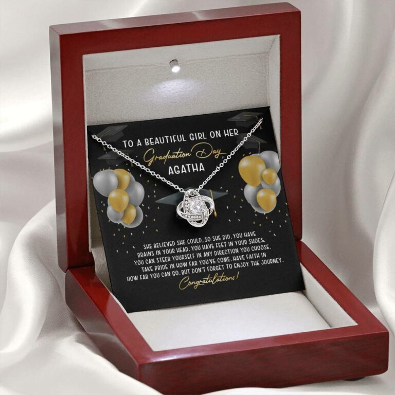 Personalized She Believed She Could So She Did Love Knot Necklace - Graduation Gift Necklace