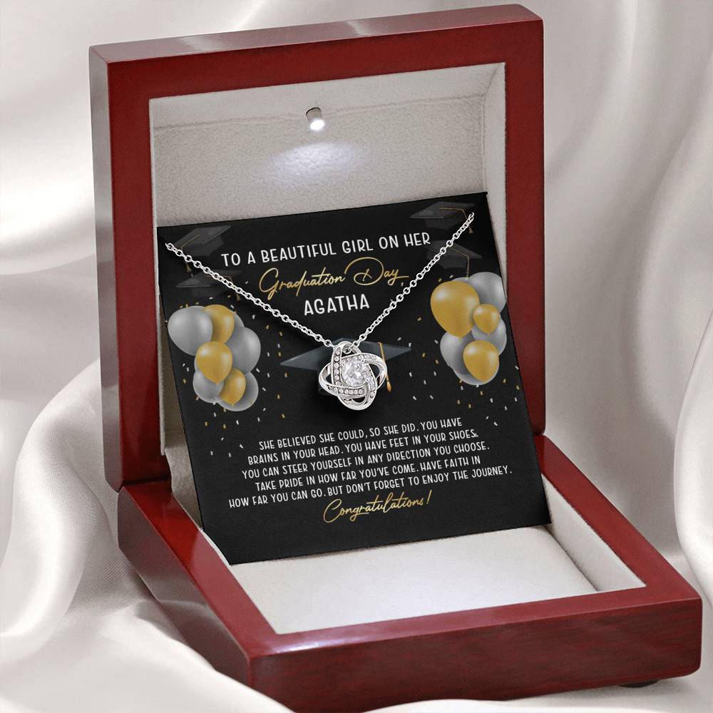 Personalized She Believed She Could So She Did Love Knot Necklace - Graduation Gift Necklace Personalized She Believed She Could So She Did Love Knot Necklace - Graduation Gift Necklace