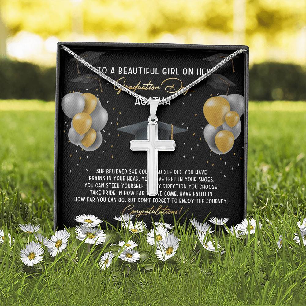 Personalized She Believed She Could So She Did Artisan Crafted Cross Necklace Personalized She Believed She Could So She Did Artisan Crafted Cross Necklace