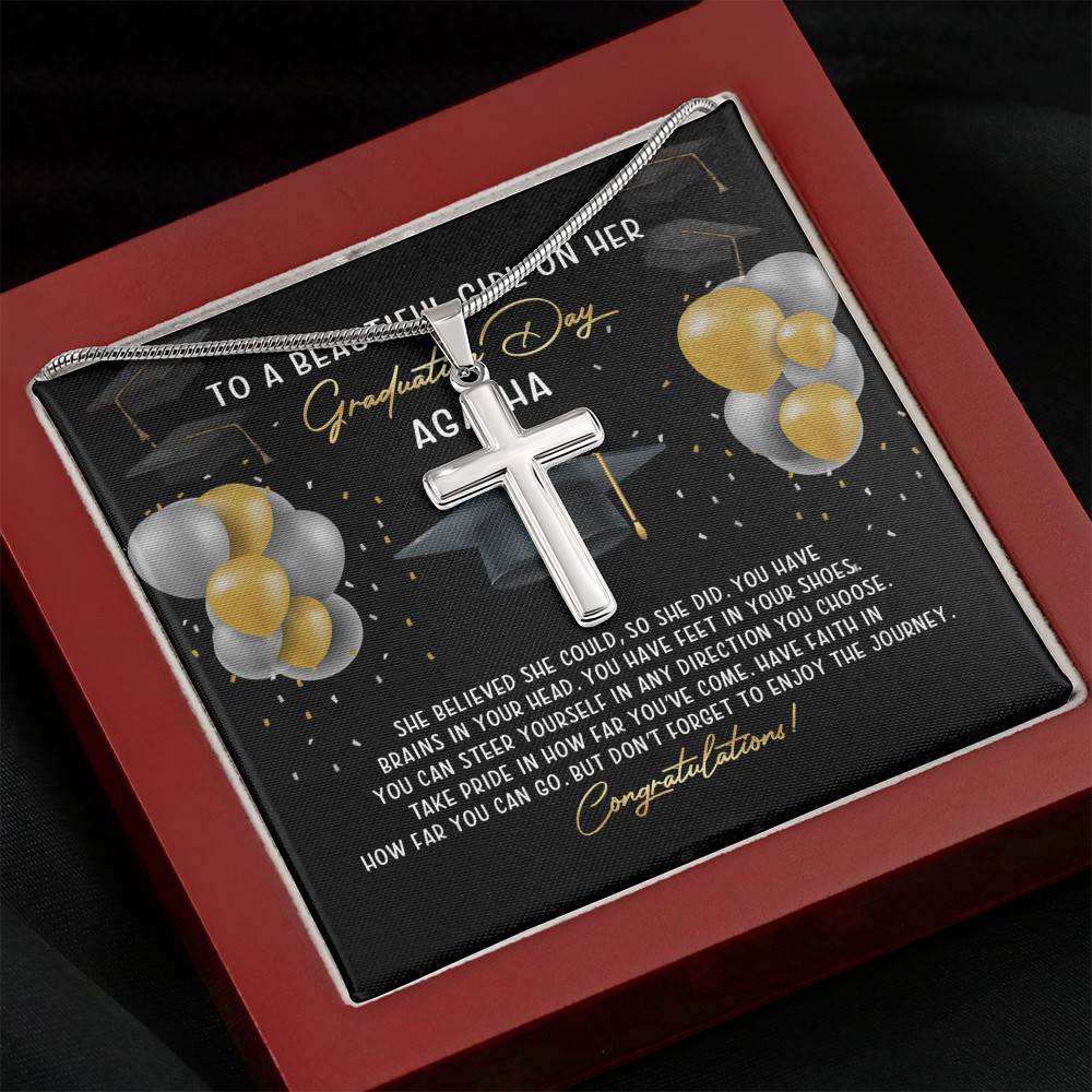 Personalized She Believed She Could So She Did Artisan Crafted Cross Necklace Personalized She Believed She Could So She Did Artisan Crafted Cross Necklace