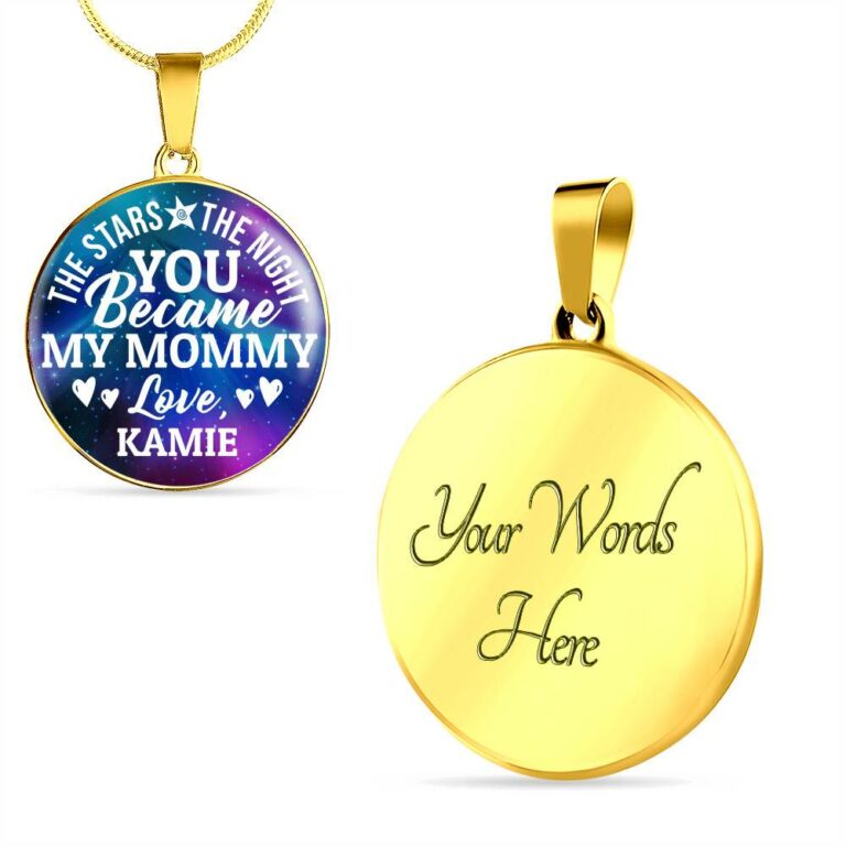 Personalized The Stars The Night You Became My Mommy Circle Pendant Necklace - Bangle
