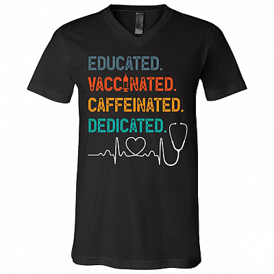 Educated t, Black, V-Neck T-Shirt