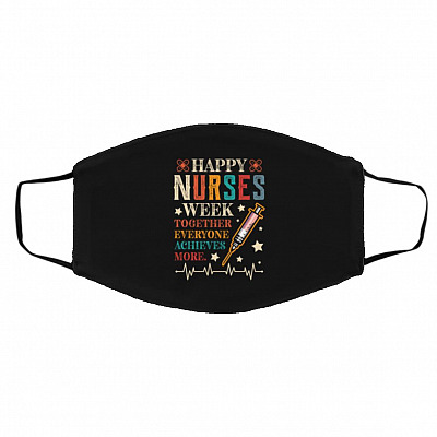 Nurse Gift Ideas Happy Mask, White, Cloth Face Cover – Medium/Large