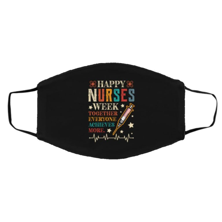 Nurse Gift Ideas Happy Mask, White, Cloth Face Cover – Medium/Large