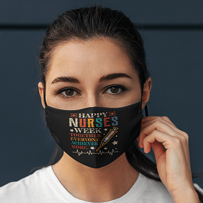 Alternative view of Nurse Gift Ideas Happy Nurse Week 2021 Together Everyone Achieves More Washable Reusable Face Mask