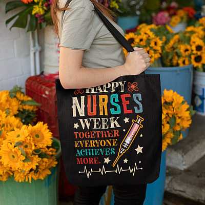 Alternative view of Nurse Gift Ideas Happy Nurse Week 2021 Together Everyone Achieves More AOP Tote Bag - Shoulder Bag