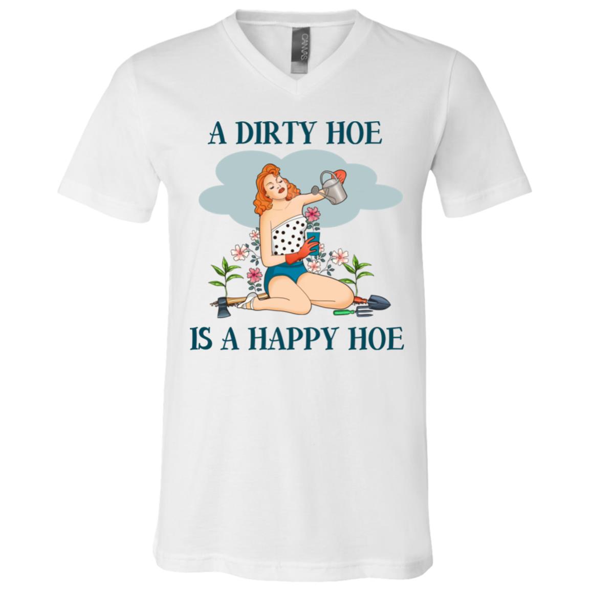 hoe t, White, V-Neck T-Shirt
