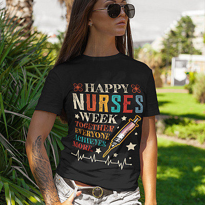 Alternative view of Nurse Gift Ideas Happy Nurse Week 2021 Together Everyone Achieves More T-Shirt - V-Neck Tee