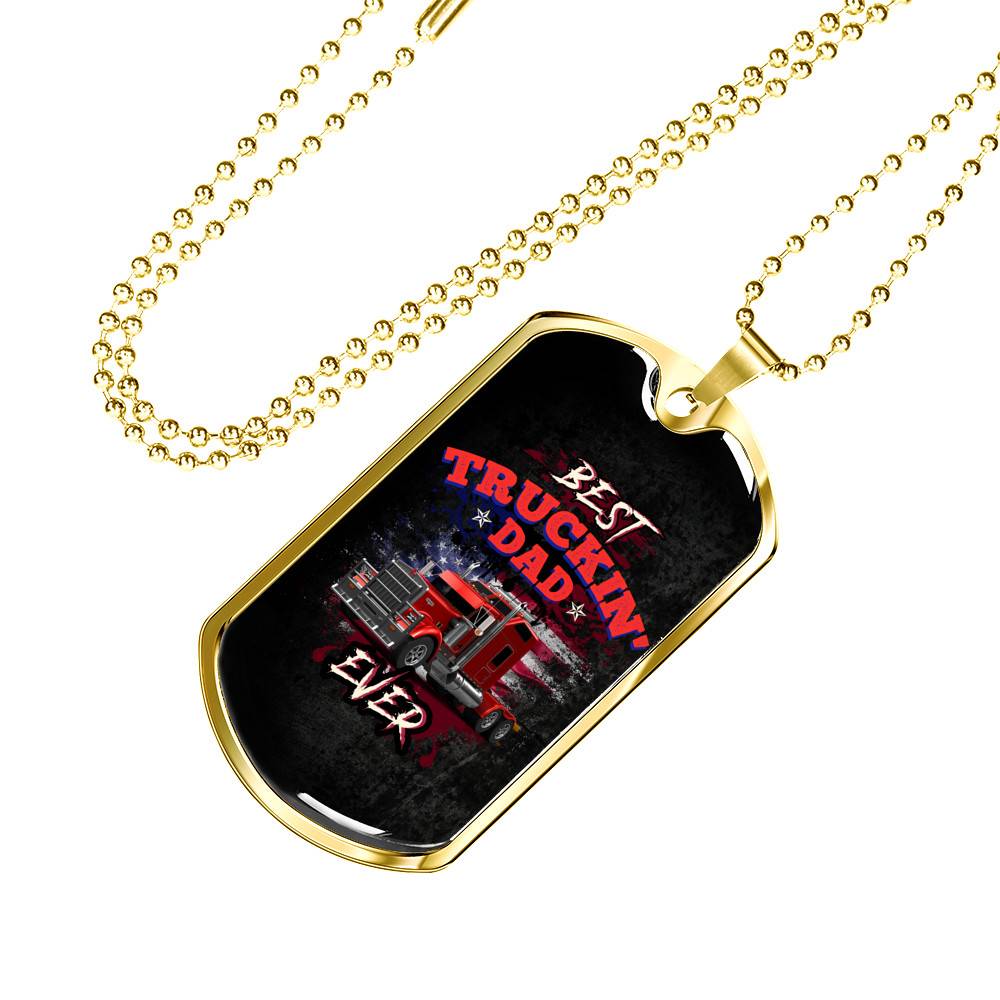 Vintage Best Truckin Dad Ever Rig Truck American Flag Dog Tag Pendant Necklace - Dog Tag (Gold Plated) Vintage Best Truckin Dad Ever Rig Truck American Flag Dog Tag Pendant Necklace - Dog Tag (Gold Plated)
