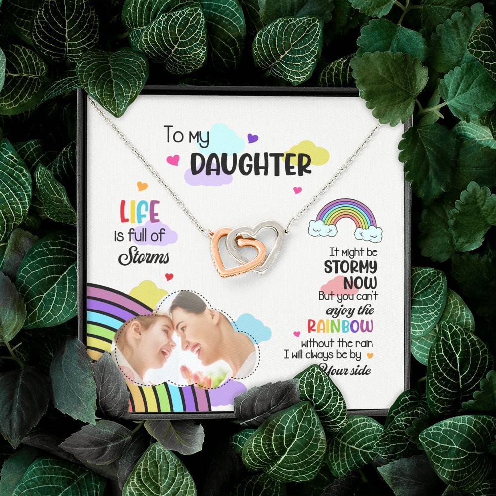 Custom Photo To My Daughter Necklace Ill Always Be by Your Side Interlocking Heart Pendant Necklace Custom Photo To My Daughter Necklace Ill Always Be by Your Side Interlocking Heart Pendant Necklace