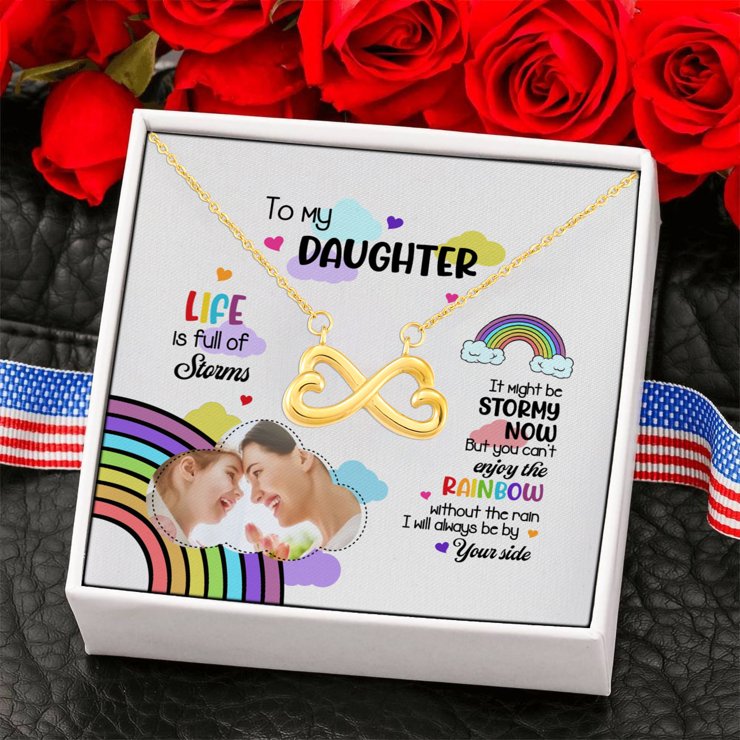 5KNG. Daughter rainbow Sample Dessign Infinity Heart Necklace (Gold) 6