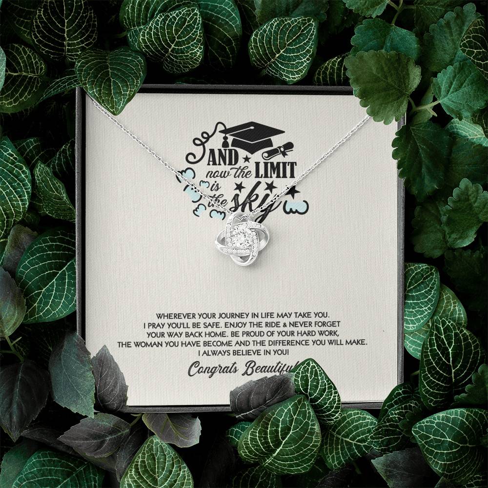 Congratulations Graduation And Now The Limit Is The Sky Graduated Love Knot Pendant Necklace Congratulations Graduation And Now The Limit Is The Sky Graduated Love Knot Pendant Necklace