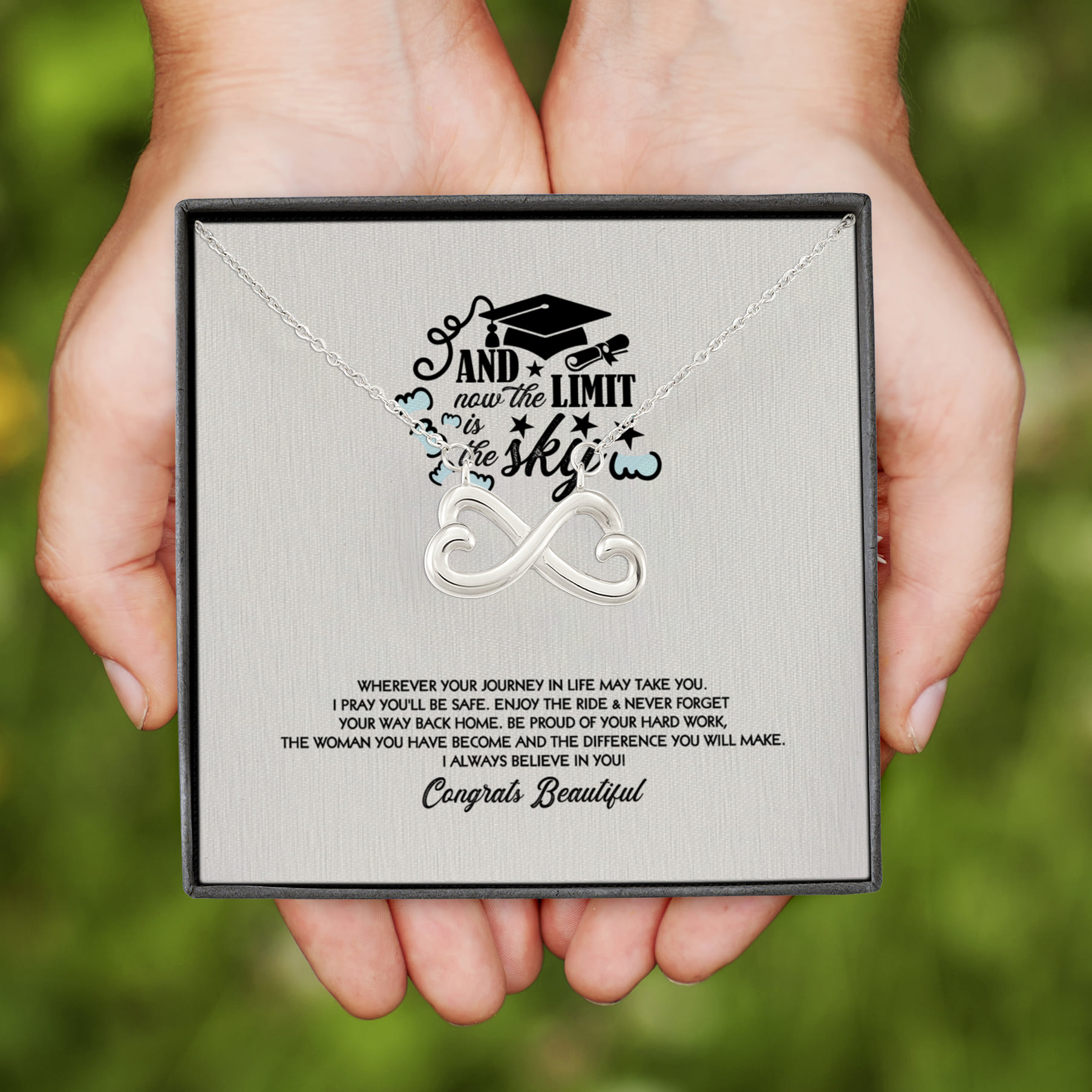 37 HG. The Limit Is Sky (4) Infinity Heart Necklace (Silver)