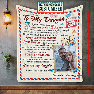 Alternative view of Personalized Photo To My Daughter I Wish I Could Keep You Right By My Side All The Time Love Your Father Fleece Blanket