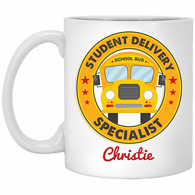 Personalized School Bus Driver Gift, White, 11 oz. White Mug