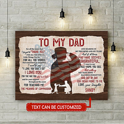 Alternative view of Personalized Military US Soldier Daughter To My Dad For All The Times That I Forgot To Thank You Canvas - Unframed Poster