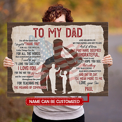 Alternative view of Personalized Military US Soldier Son To My Dad For All The Times That I Forgot To Thank You Canvas - Unframed Poster