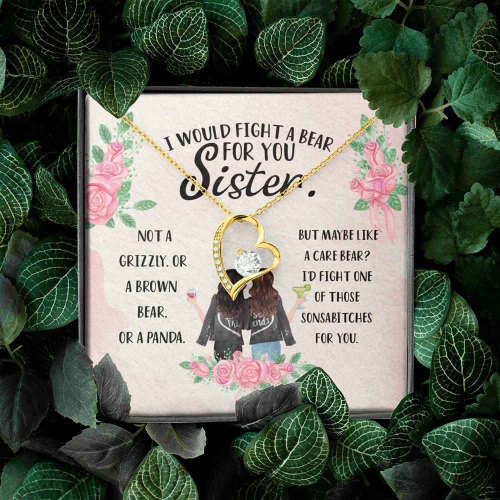 I Would Fight a Bear for You Sister Not a Grizzly or a Brown Bear Forever Love Pendant Necklace I Would Fight a Bear for You Sister Not a Grizzly or a Brown Bear Forever Love Pendant Necklace