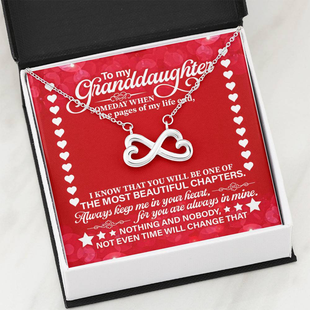 To My Granddaughter Someday When the Pages of My Life End Infinity Heart Pendant Necklace To My Granddaughter Someday When the Pages of My Life End Infinity Heart Pendant Necklace
