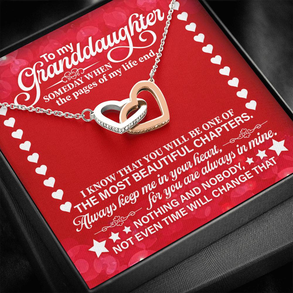To My Granddaughter Someday When the Pages of My Life End Interlocking Hearts Necklace To My Granddaughter Someday When the Pages of My Life End Interlocking Hearts Necklace