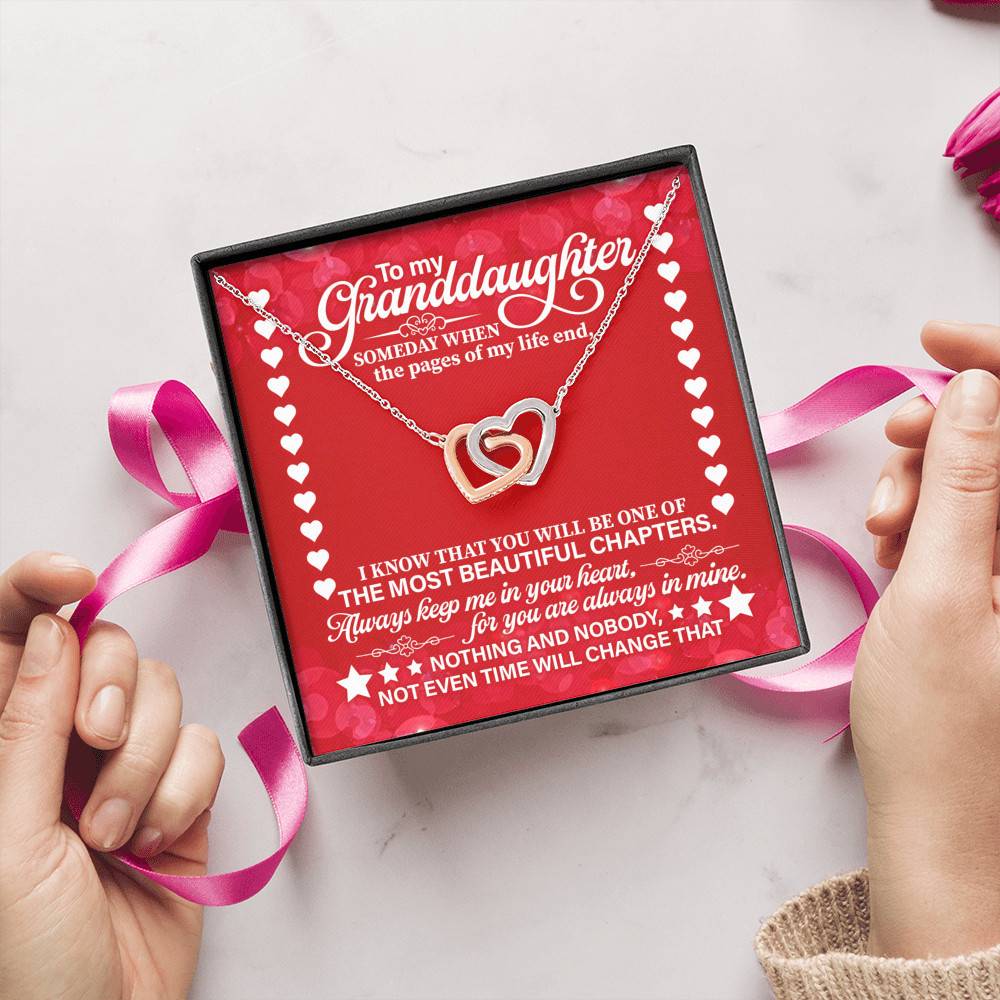 To My Granddaughter Someday When the Pages of My Life End Interlocking Hearts Necklace To My Granddaughter Someday When the Pages of My Life End Interlocking Hearts Necklace