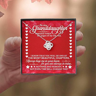 To My Granddaughter Someday When the Pages of My Life End Love Knot Necklace