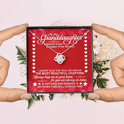 To My Granddaughter Someday When the Pages of My Life End Love Knot Necklace