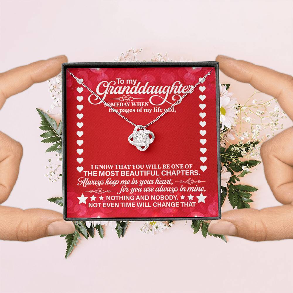 To My Granddaughter Someday When the Pages of My Life End Love Knot Necklace To My Granddaughter Someday When the Pages of My Life End Love Knot Necklace