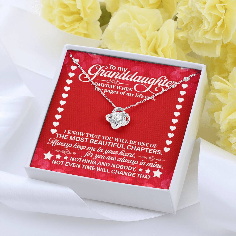 To My Granddaughter Someday When the Pages of My Life End Love Knot Necklace To My Granddaughter Someday When the Pages of My Life End Love Knot Necklace